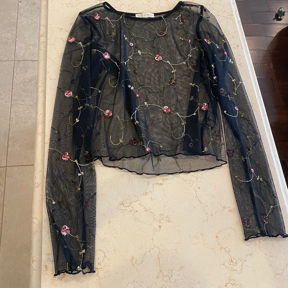 L.A. Hearts size medium, black see-through with flowers